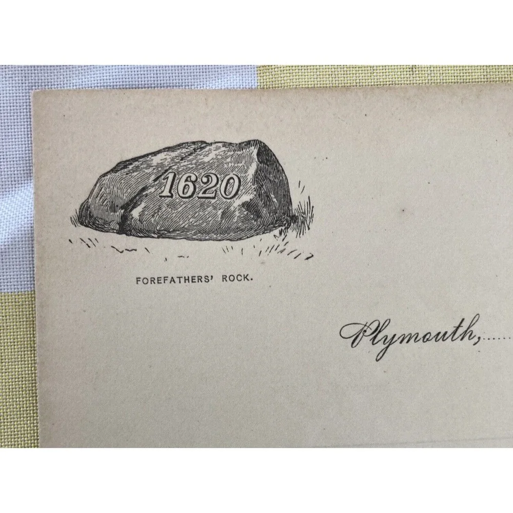 Antique vintage souvenir stationery paper ephemera Plymouth Rock 19th century